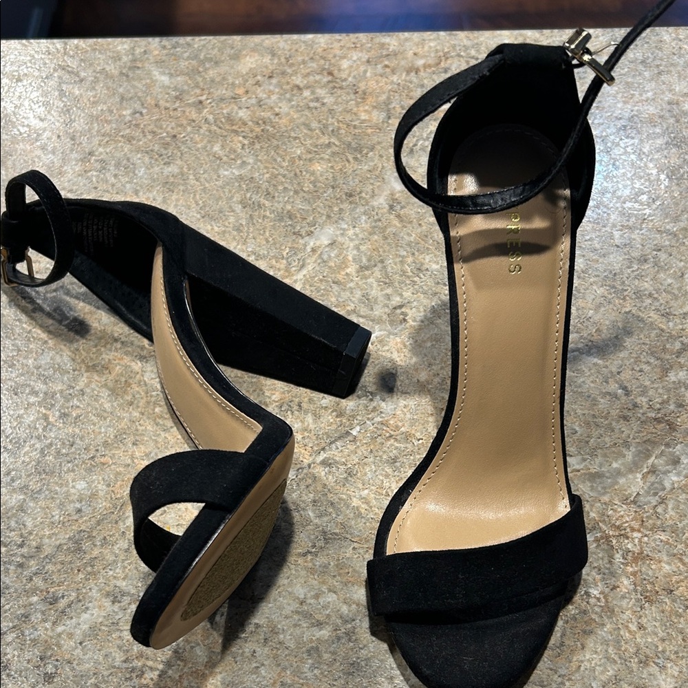 Express Black Ankle Strap Heels